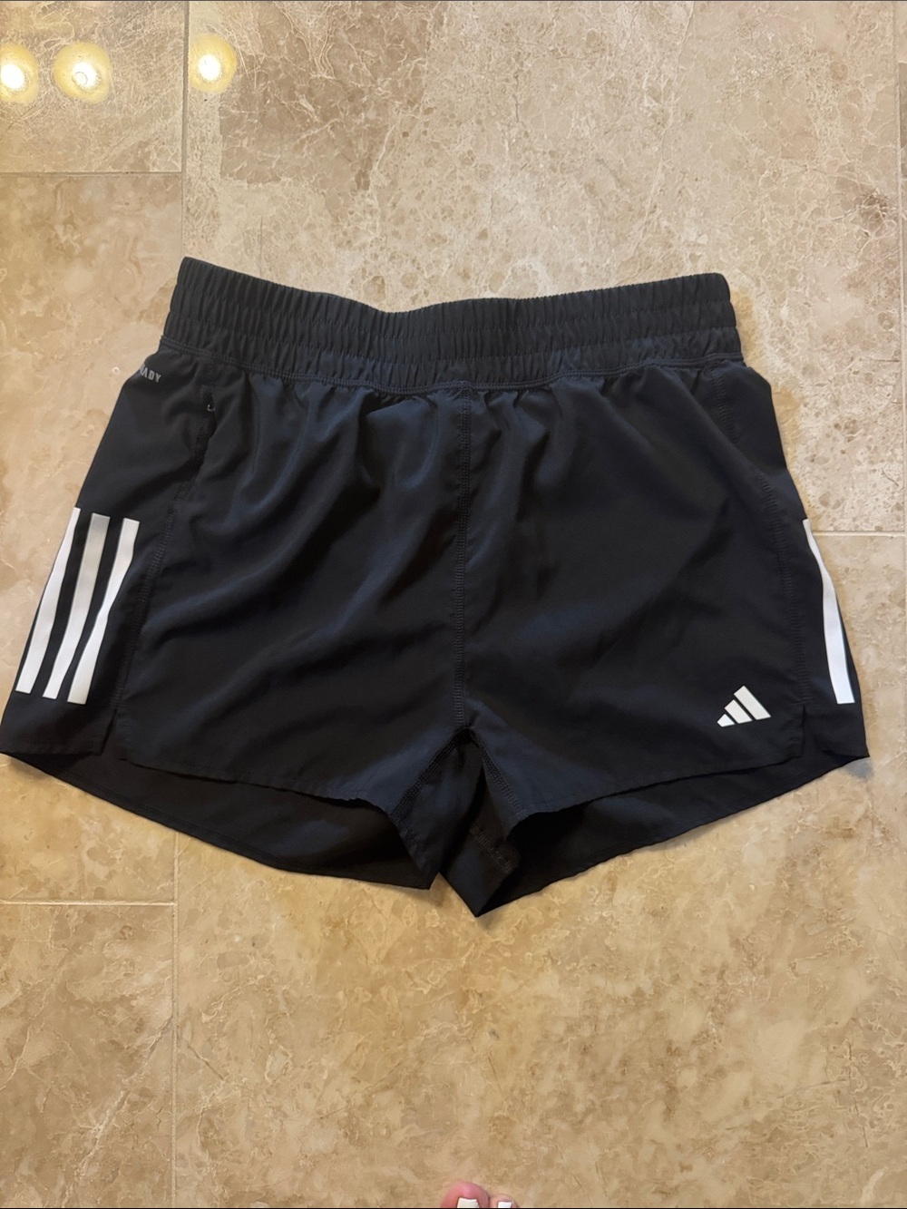 adidas Black Athletic Shorts with White Stripe Details